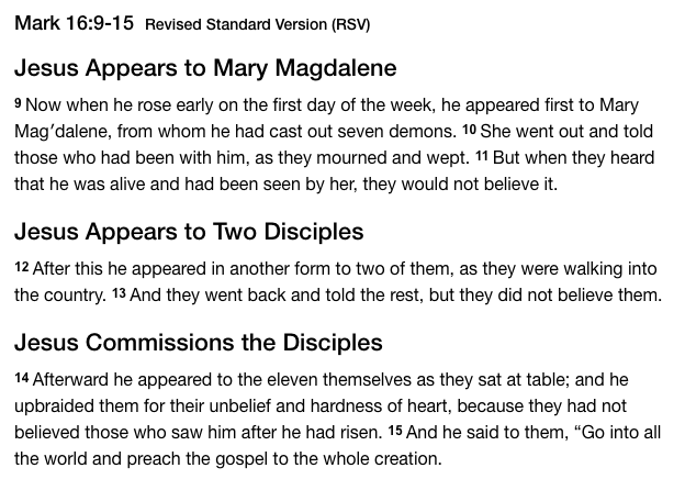 Gospel - Mark 16 9-15